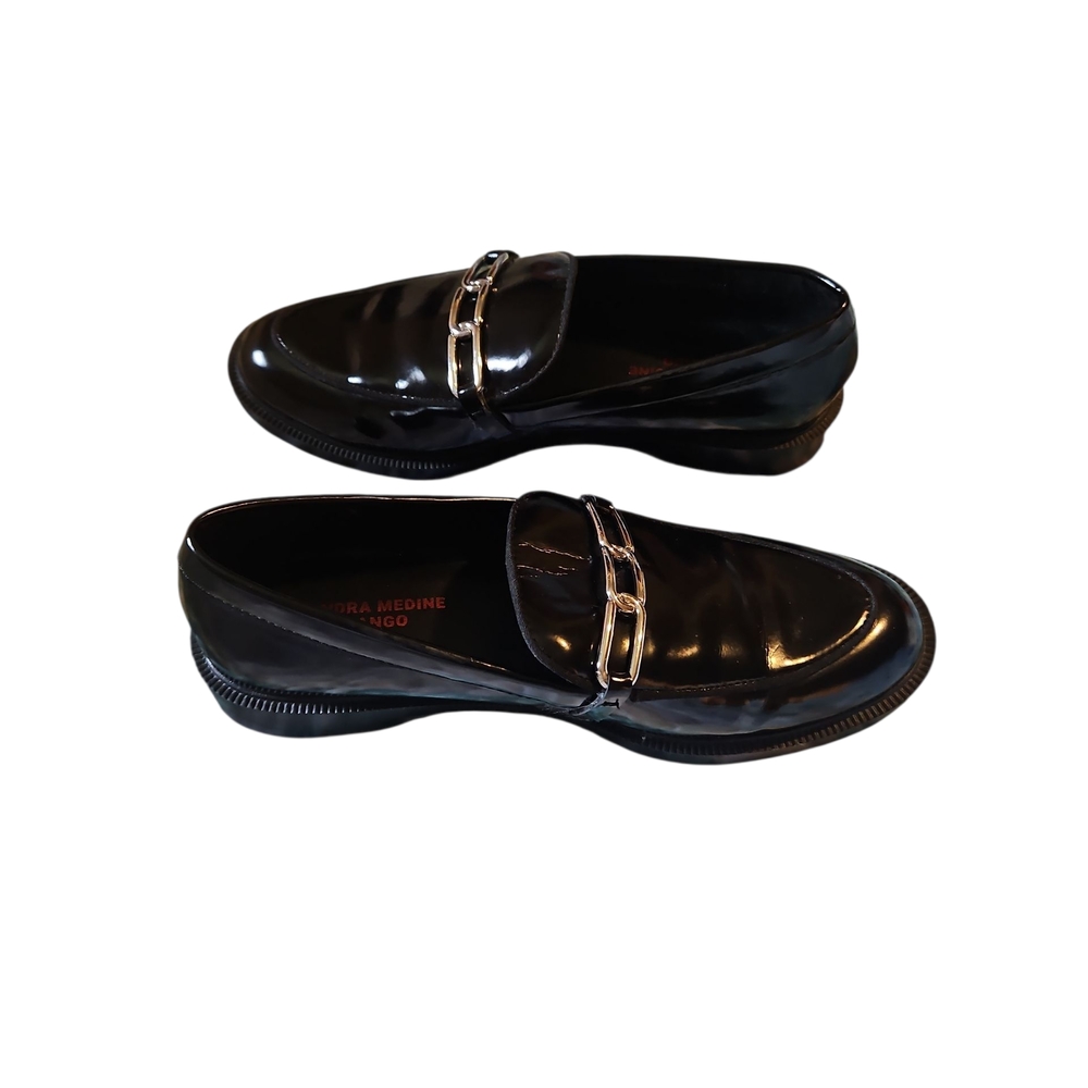 Leandra Medine Elegant Black Patent Loafers